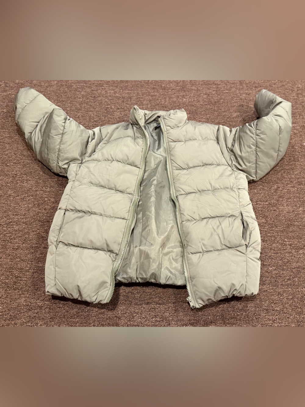 EUC! Forever 21 Kids Light Gray Puffer Jacket coat Sz M warm cozy lined casual